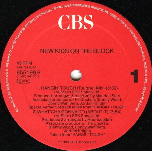 New Kids On The Block : Hangin' Tough (12", Single)