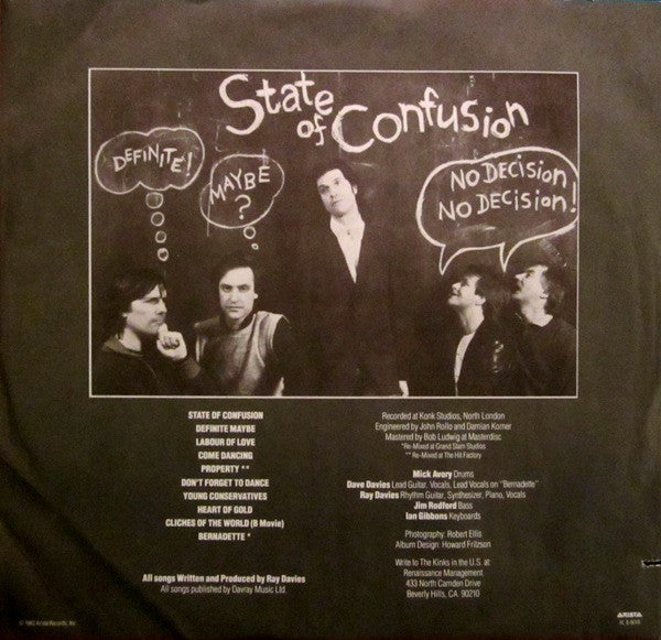 The Kinks : State Of Confusion (LP, Album, Ind)