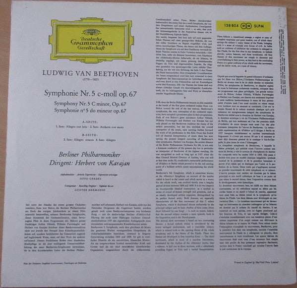 Ludwig van Beethoven / Berliner Philharmoniker, Herbert von Karajan : Symphony No.5 (LP, Album, RP)