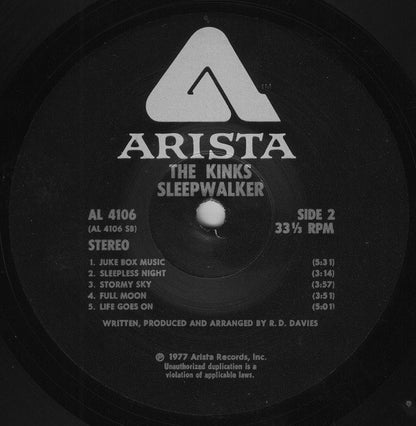 The Kinks : Sleepwalker (LP, Album, Wad)