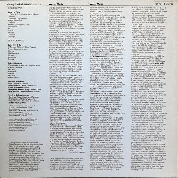 Georg Friedrich Händel, Festival Strings Lucerne, Rudolf Baumgartner : Wassermusik / Water Music - Suiten 1-3 • Complete • Intégral (LP)