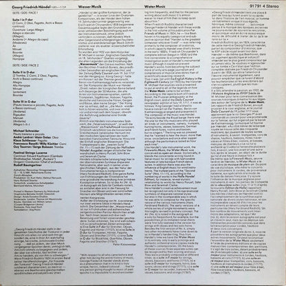 Georg Friedrich Händel, Festival Strings Lucerne, Rudolf Baumgartner : Wassermusik / Water Music - Suiten 1-3 • Complete • Intégral (LP)