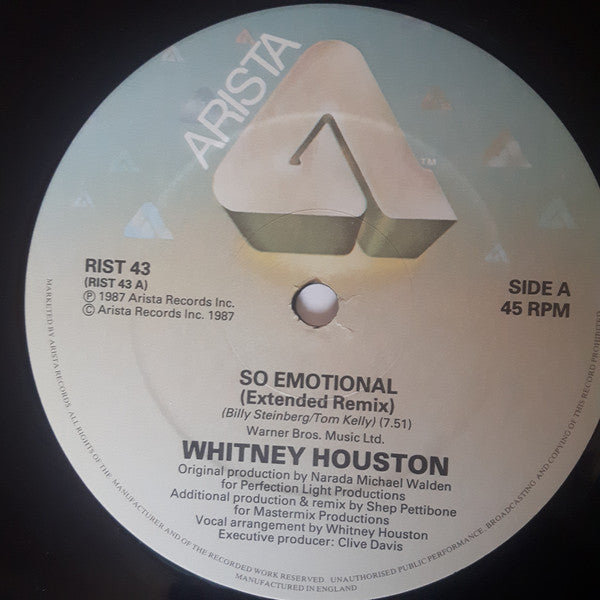 Whitney Houston : So Emotional (Extended Remix) (12", Single)