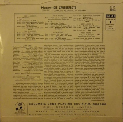 Wolfgang Amadeus Mozart – Herbert Von Karajan, Wiener Philharmoniker, Singverein Der Gesellschaft Der Musikfreunde : Die Zauberflöte  (3xLP, Mono)