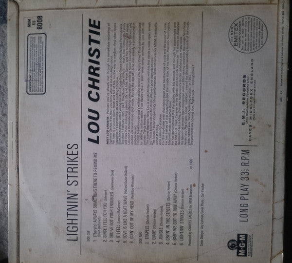 Lou Christie : Lightnin' Strikes (LP, Album)