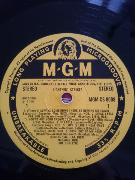 Lou Christie : Lightnin' Strikes (LP, Album)