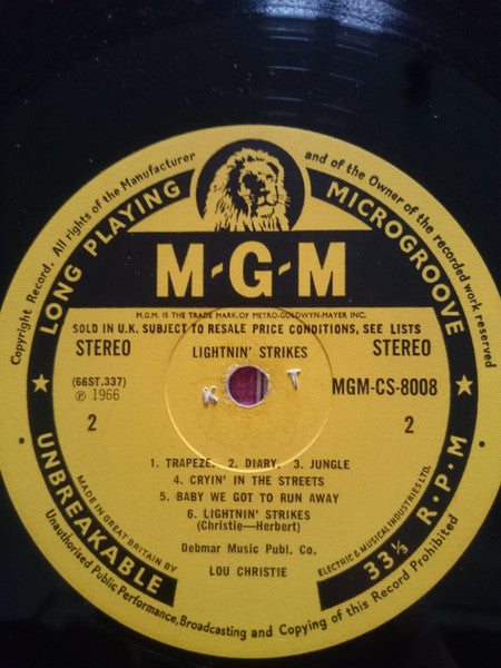 Lou Christie : Lightnin' Strikes (LP, Album)