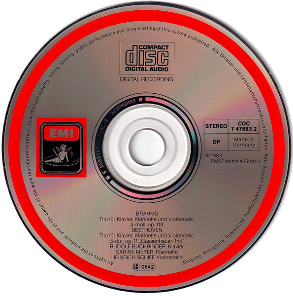 Johannes Brahms / Ludwig van Beethoven, Sabine Meyer, Rudolf Buchbinder, Heinrich Schiff : Brahms: Klarinetten-Trio /  Beethoven: Gassenhauer-Trio (CD, RE)