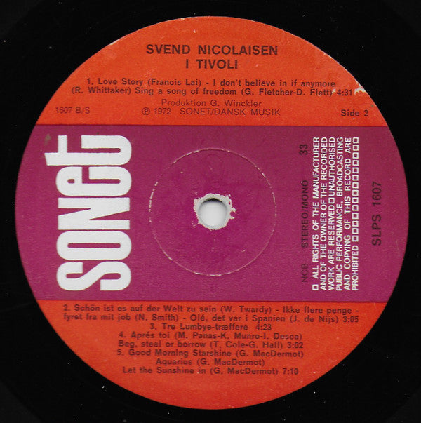 Svend Nicolaisen : Svend Nicolaisen I Tivoli (LP, Album)