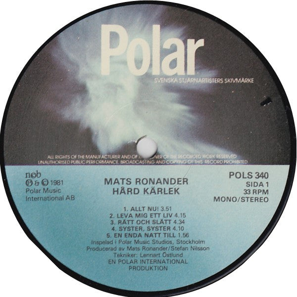 Mats Ronander : Hård Kärlek (LP, Album)