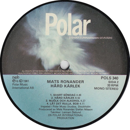 Mats Ronander : Hård Kärlek (LP, Album)