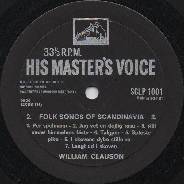 William Clauson : Folk Songs Of Scandinavia (LP, Album, Mono)