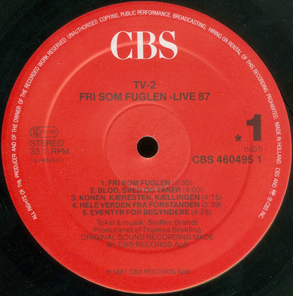 tv-2 : Fri Som Fuglen - Live 87 (2xLP)