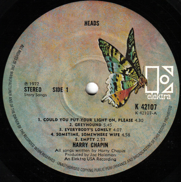 Harry Chapin : Heads & Tales (LP, Album, Gat)