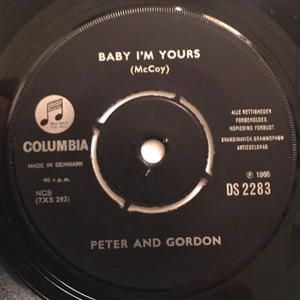 Peter & Gordon : Baby I'm Yours / Who's Loving You (7", Single)