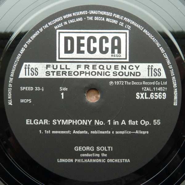 Sir Edward Elgar, Georg Solti, London Philharmonic Orchestra : Symphony No.1 (LP)