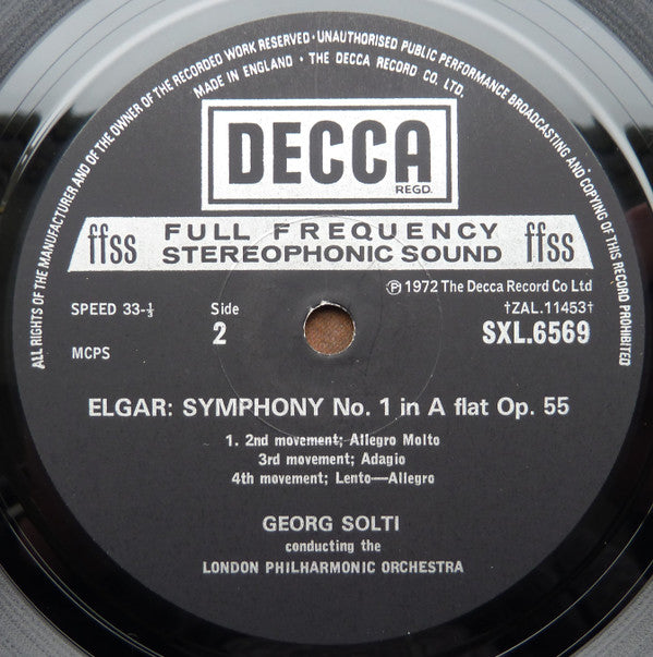 Sir Edward Elgar, Georg Solti, London Philharmonic Orchestra : Symphony No.1 (LP)