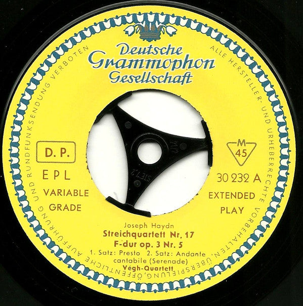 Joseph Haydn, Quatuor Végh : Streichquartett Nr. 17 F-dur Op. 3 Nr. 5 (7", EP, Mono)