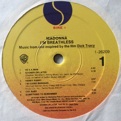 Madonna : I'm Breathless - Music From And Inspired By The Film Dick Tracy (LP, Album, SRC)