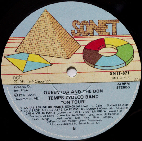 Queen Ida And The Bon Temps Zydeco Band Featuring Al Rapone : On Tour (LP, Album, RE)
