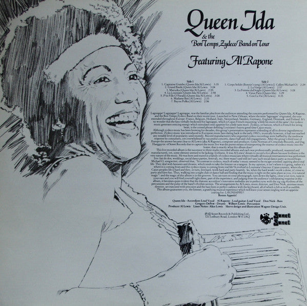 Queen Ida And The Bon Temps Zydeco Band Featuring Al Rapone : On Tour (LP, Album, RE)