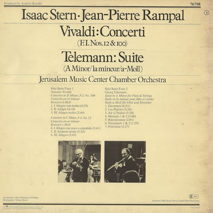 Isaac Stern / Jean-Pierre Rampal, Jerusalem Music Center Chamber Orchestra - Antonio Vivaldi & Georg Philipp Telemann : Vivaldi: Concerti – Telemann:Suite (LP, Album)