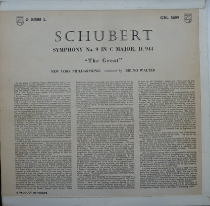 Franz Schubert, Bruno Walter, New York Philharmonic : Symphony No. 9 In C Major, D. 944 "The Great" (LP)