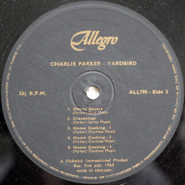 Charlie Parker : Yardbird (LP, Comp, Mono, Bla)