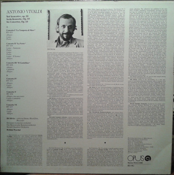 Bohdan Warchal, Slovak Chamber Orchestra, Jiří Stivín / Antonio Vivaldi : Six Concertos, Op. 10 (LP)