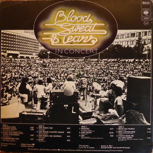 Blood, Sweat And Tears Featuring David Clayton-Thomas : In Concert (2xLP, Album)