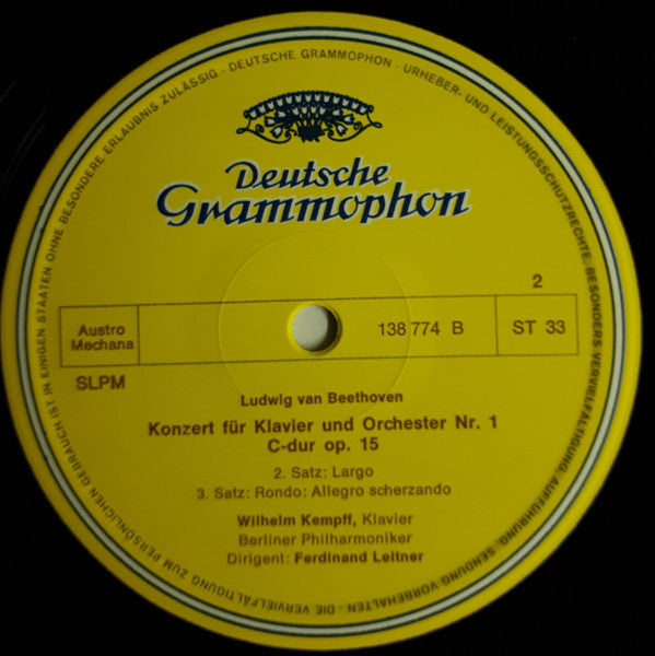 Ludwig van Beethoven – Wilhelm Kempff · Berliner Philharmoniker · Ferdinand Leitner : Klavierkonzert Nr. 1 C-dur (LP)