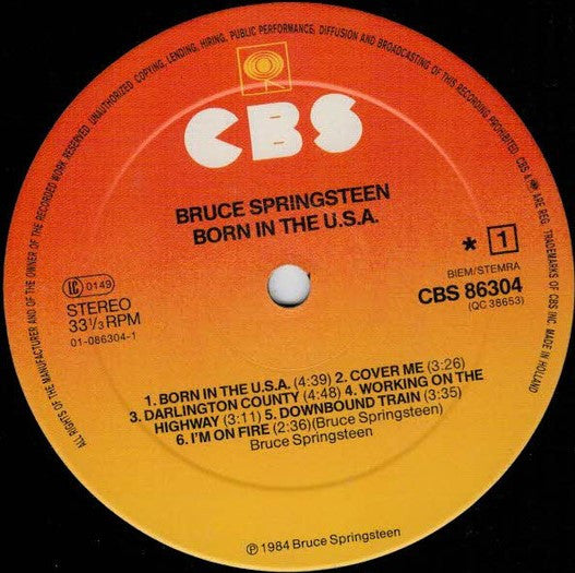 Bruce Springsteen : Born In The U.S.A. (LP, Album, Sun)