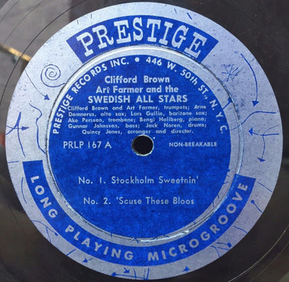 Clifford Brown, Art Farmer And The Swedish All Stars : Cliff Brown Art Farmer And The Swedish All Stars (10", Mono)