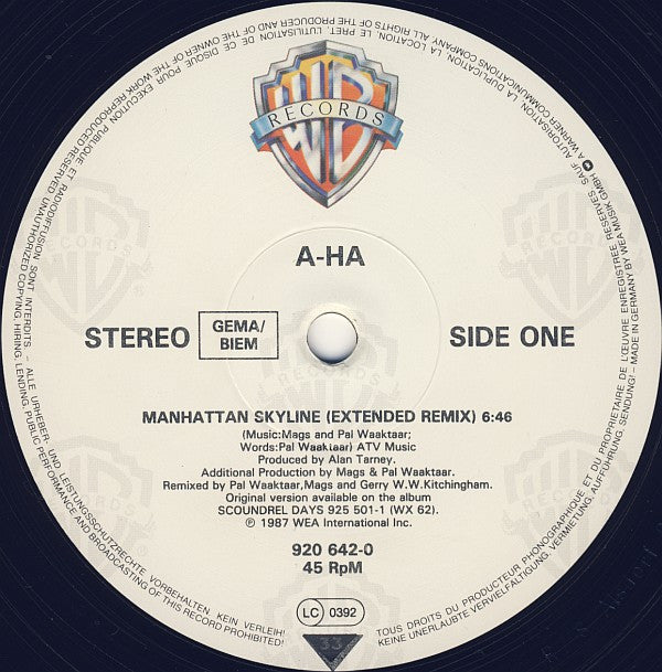 a-ha : Manhattan Skyline (Extended Remix) (12", Maxi)