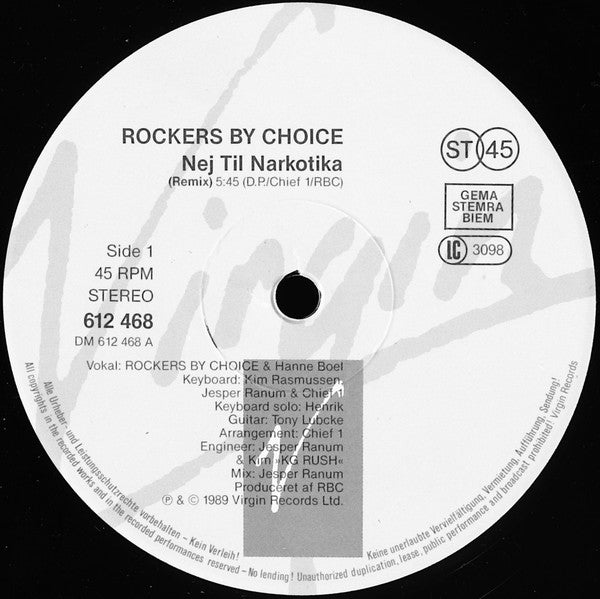 Rockers By Choice : Nej Til Narkotika (Remix) (12")