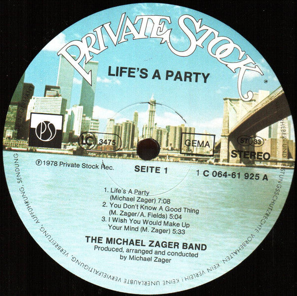 The Michael Zager Band : Life's A Party (LP, Album)