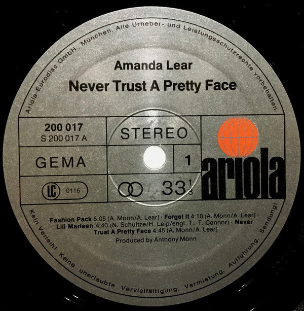 Amanda Lear : Never Trust A Pretty Face (LP, Album)