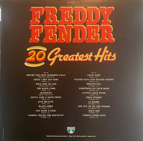 Freddy Fender (2) : 20 Greatest Hits (LP, Comp)