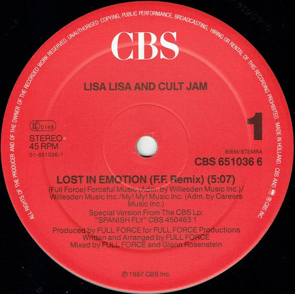 Lisa Lisa & Cult Jam : Lost In Emotion (12", Maxi)