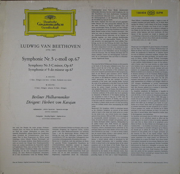 Ludwig van Beethoven - Berliner Philharmoniker • Herbert von Karajan : Symphonie Nr.5 (LP, RP)