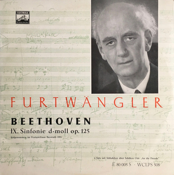 Ludwig van Beethoven, Wilhelm Furtwängler : Schlusschor Über Schillers Ode An Die Freude - Vierter Satz Der Neunten Sinfonie D-Moll Op. 125 (LP, S/Sided, Album, Mono)