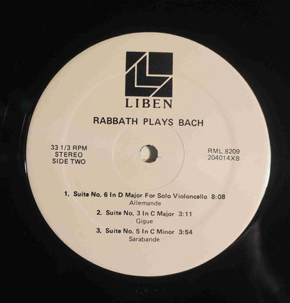 François Rabbath, Johann Sebastian Bach : Rabbath Plays Bach (LP)