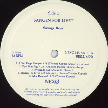 Savage Rose : Sangen For Livet (LP, Album, RP, 110)