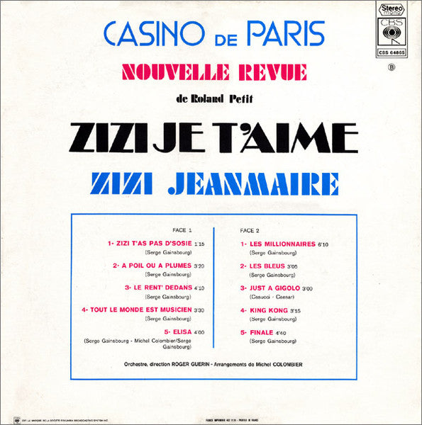 Zizi Jeanmaire : Zizi Je T'Aime (LP, Album, Ora)