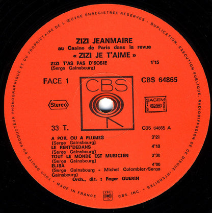 Zizi Jeanmaire : Zizi Je T'Aime (LP, Album, Ora)