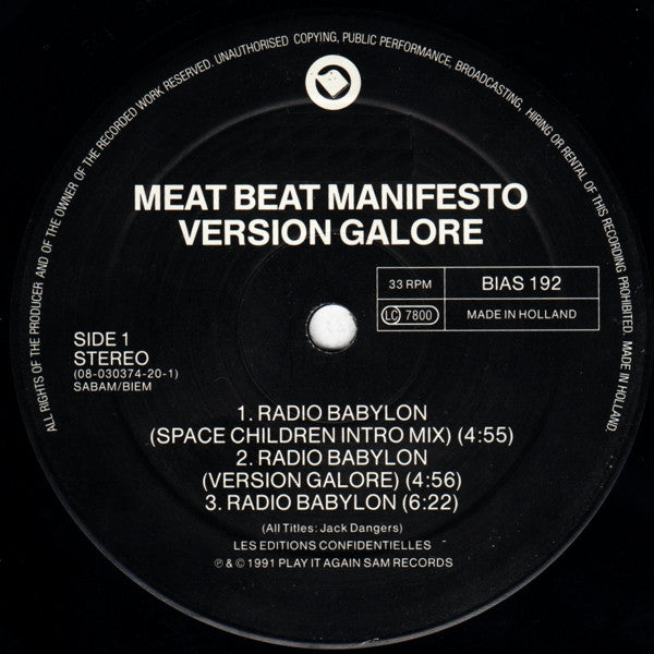 Meat Beat Manifesto : Version Galore (All Versions In One) (12", EP)