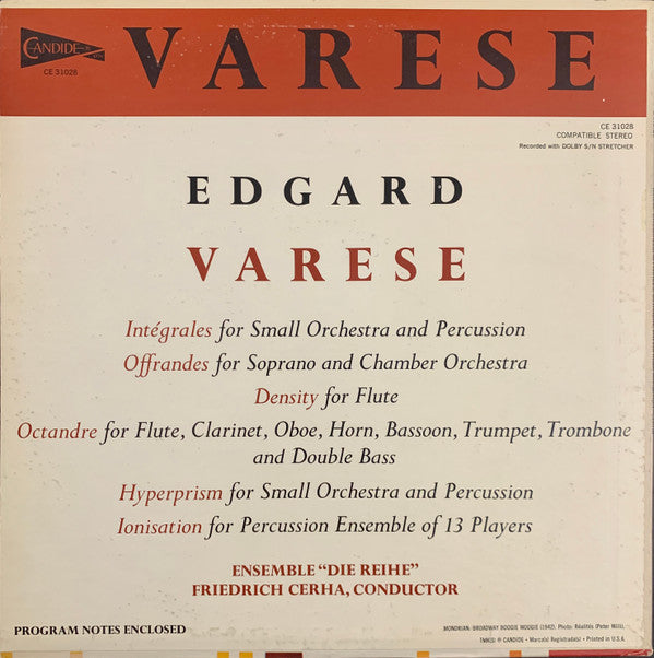 Edgard Varèse : Density / Intégrales / Offrandes / Hyperprism / Octandre / Ionisation (LP, Album, All)