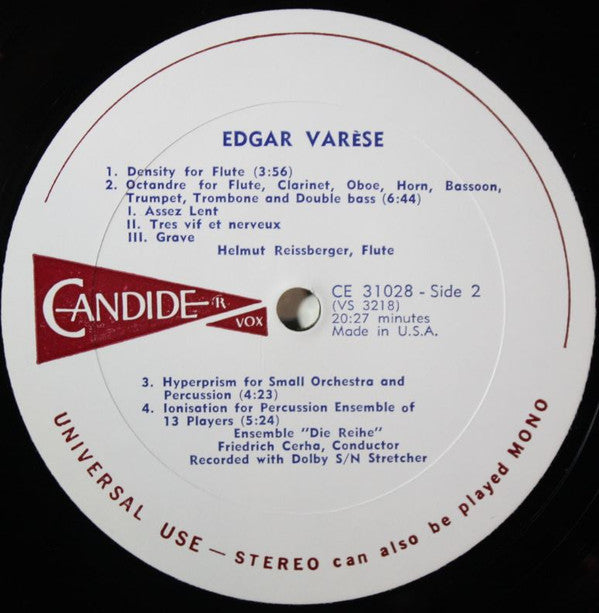 Edgard Varèse : Density / Intégrales / Offrandes / Hyperprism / Octandre / Ionisation (LP, Album, All)