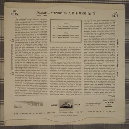 Antonín Dvořák - Philharmonia Orchestra, Rafael Kubelik : Symphony No. 2 In D Min. Op. 70 (LP, Album, Mono)
