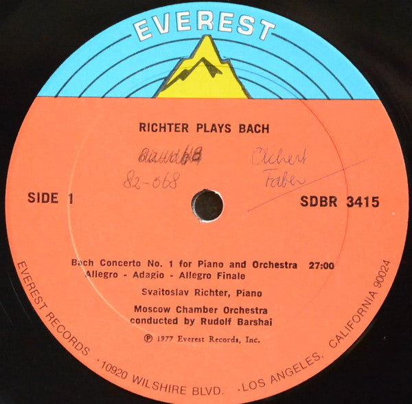 Johann Sebastian Bach, Anatoly Vedernikov, Sviatoslav Richter, Rudolf Barshai, Moscow Chamber Orchestra : Richter Plays Bach (LP)